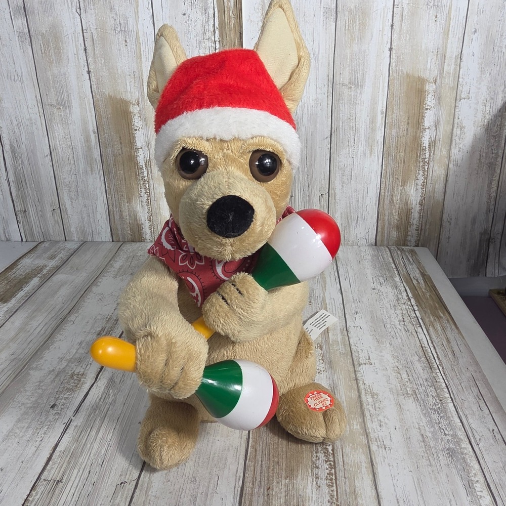 Holiday Living Animated Christmas Chihuahua Dancing Plush La Bamba 0388734 Tan